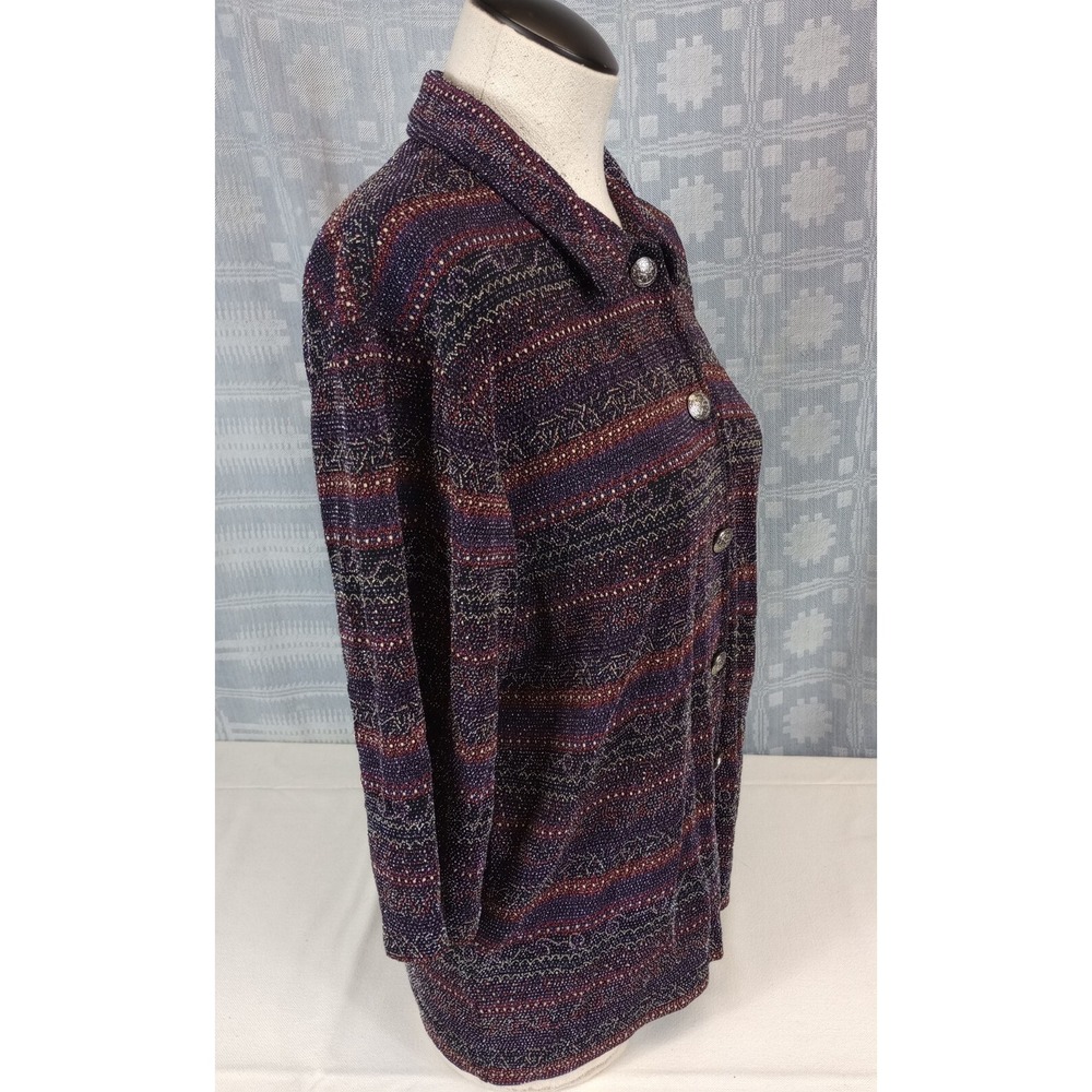 N Touch Womens Blouse Size Small Cardigan Style Textured Shirt Button Up Longsle - Picture 6 of 7